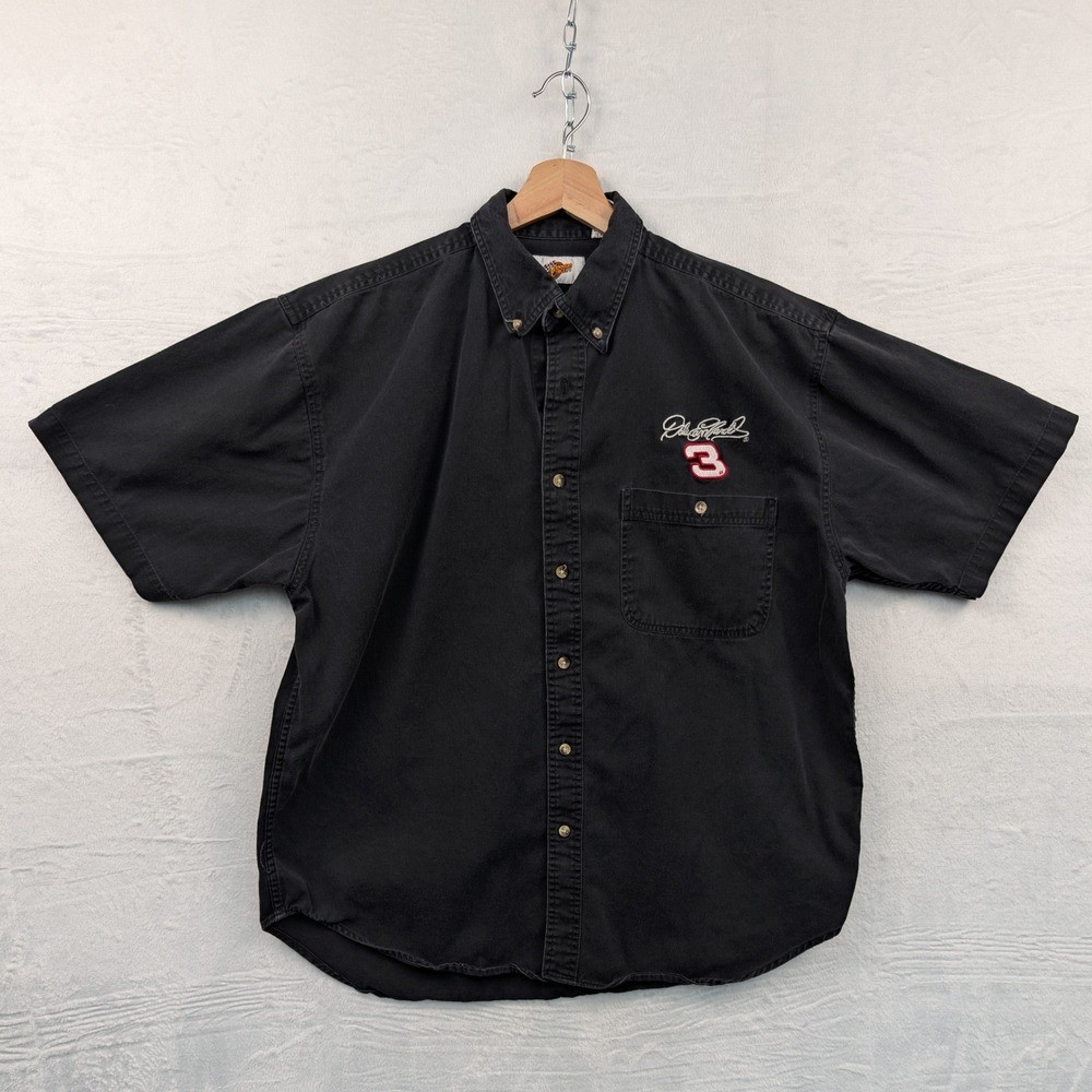 VTG Winner's Circle Button-Down Shirt Men's XXL Black Dale Earnhardt Racing Y2K
